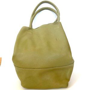 Crate & Barrel Large Green Leather Tote